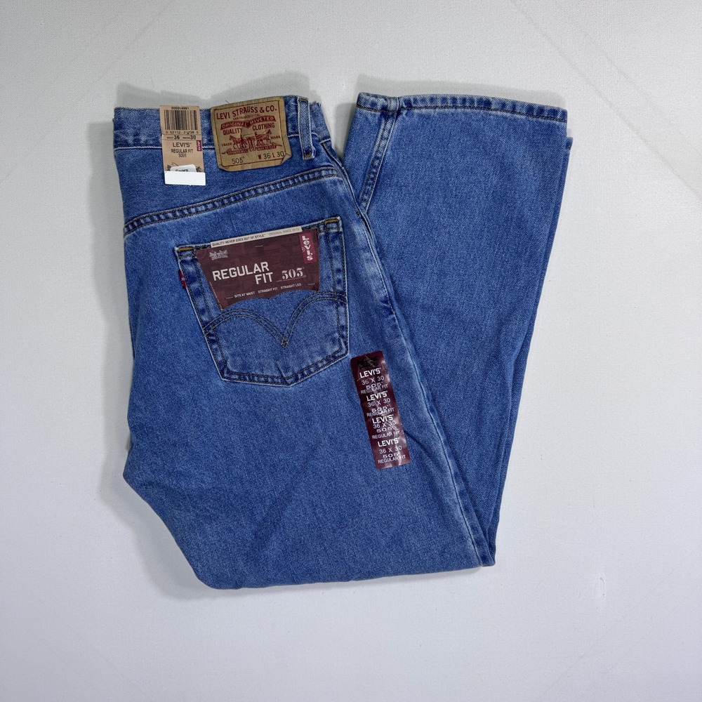 Levis 505 Regular Fit Jeans Mens 36x30 (34x29) Denim Straight Leg NWT Work